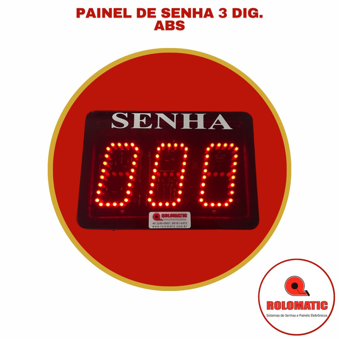 Painel Eletrônico Senha 3 dígitos 4″